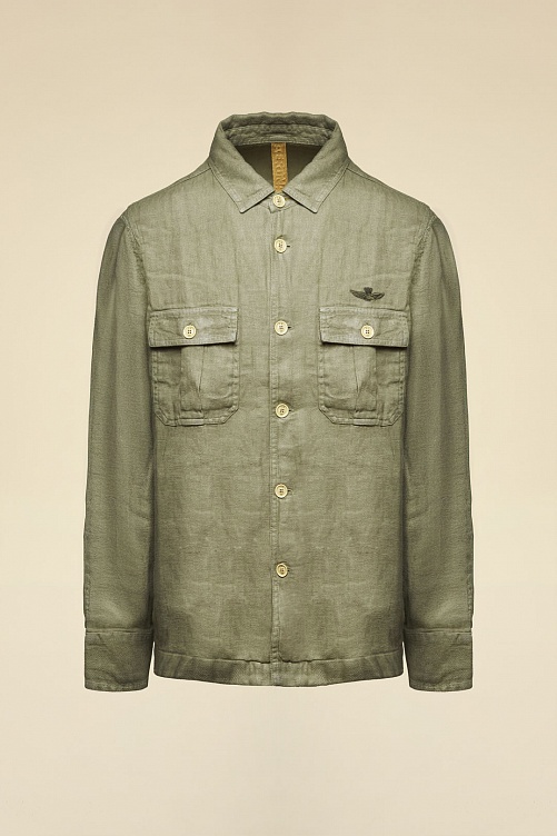 Рубашка из окрашенного льна Aeronautica Militare