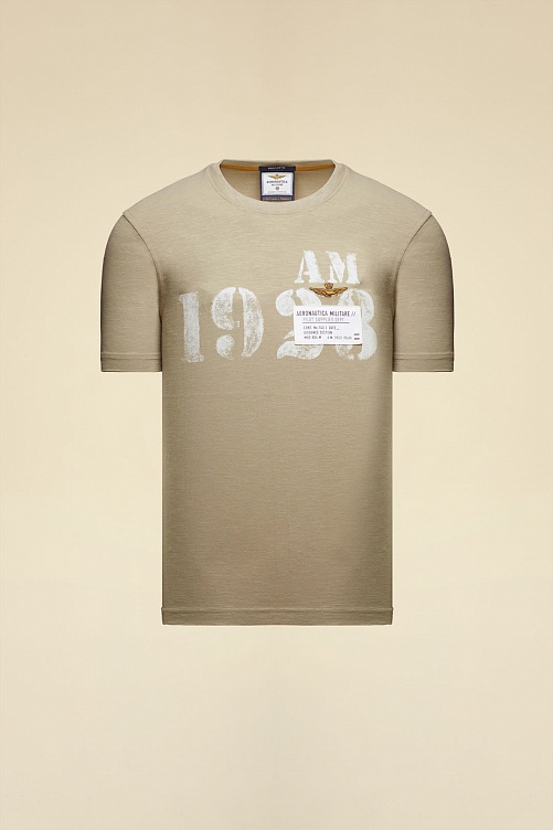 Футболка с принтом в винтажном стиле Aeronautica Militare